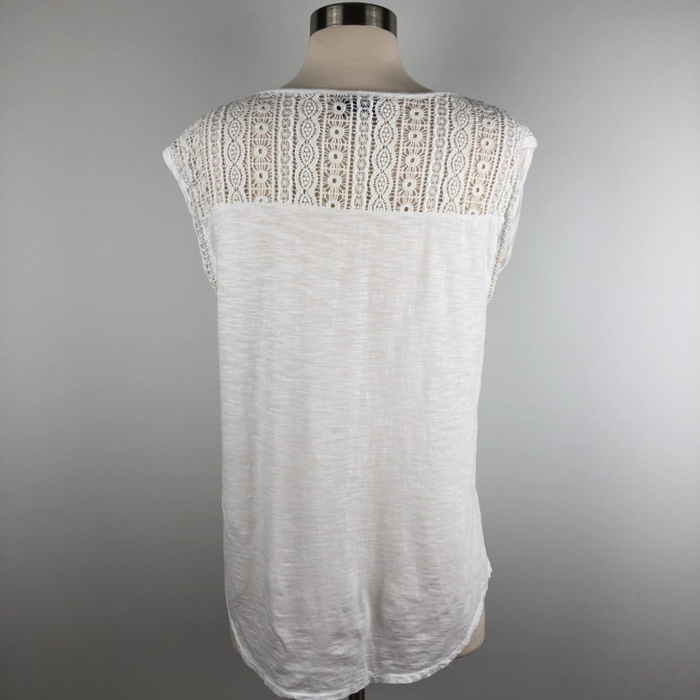 Lucky Brand Lace Yoke Top Small - Picture 3 of 7